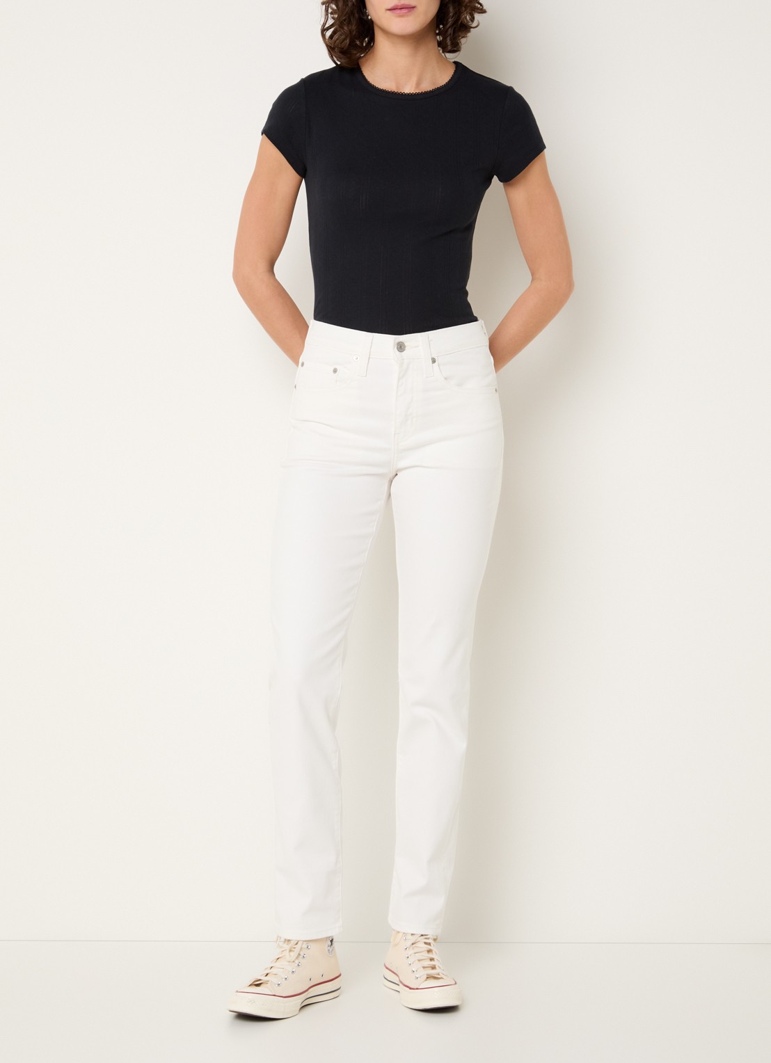 Levi's 724 Mid waist slim fit jeans met gekleurde wassing - voorkant 3 wit