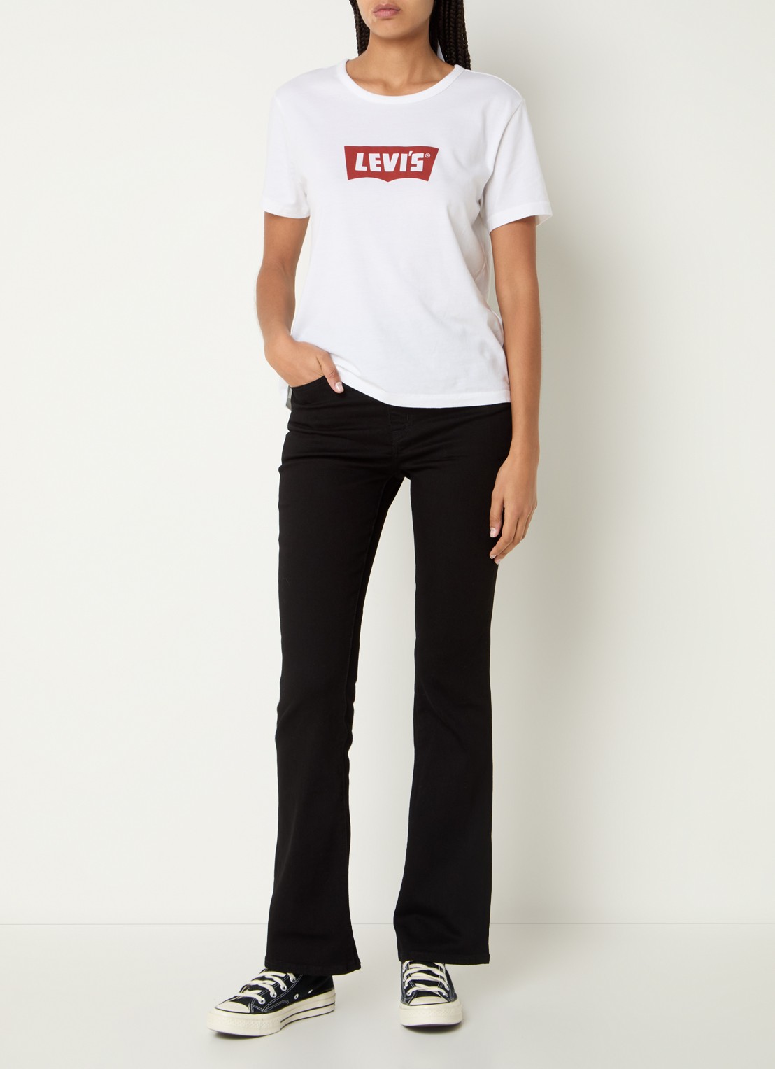 Levi's 725 high waist bootcut jeans met gekleurde wassing - voorkant 5 zwart