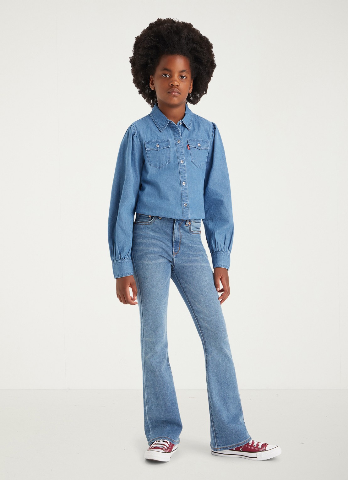 Levi's 726 high rise flared jeans met stretch - voorkant indigo