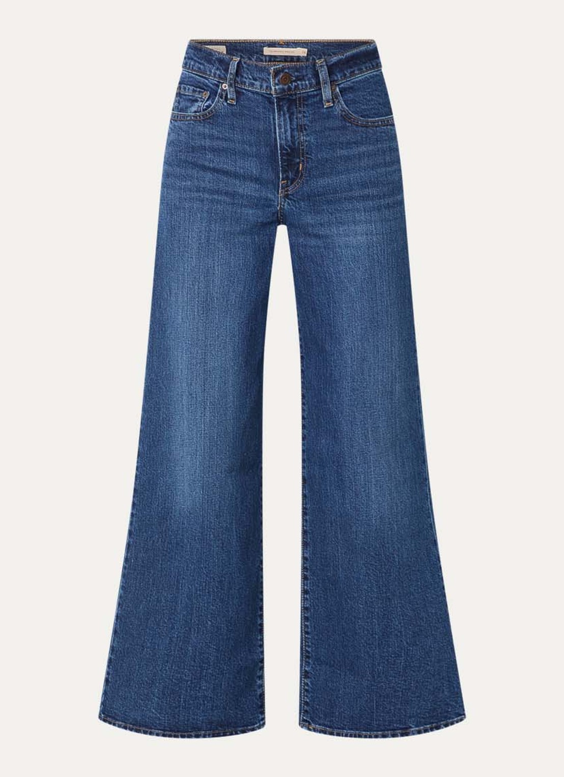 Levi's 728 High waist copped wide leg jeans met medium wassing - voorkant 2 indigo