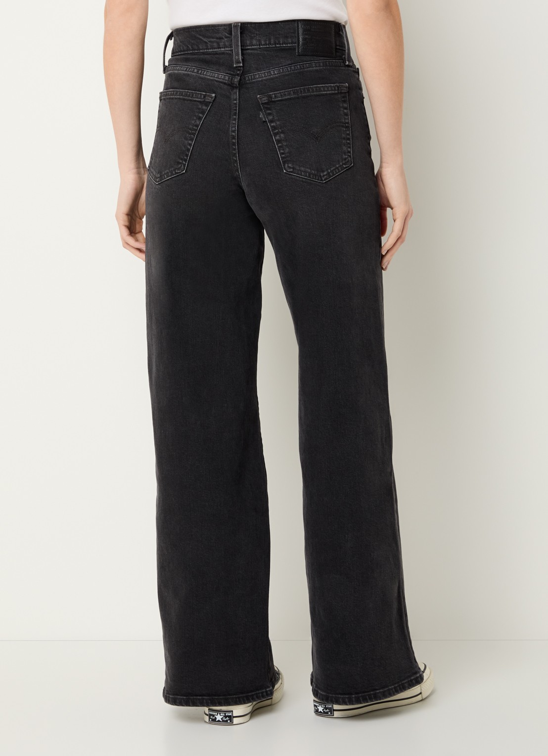 Levi's 728 high waist wide leg jeans met gekleurde wassing - achterkant 3 zwart