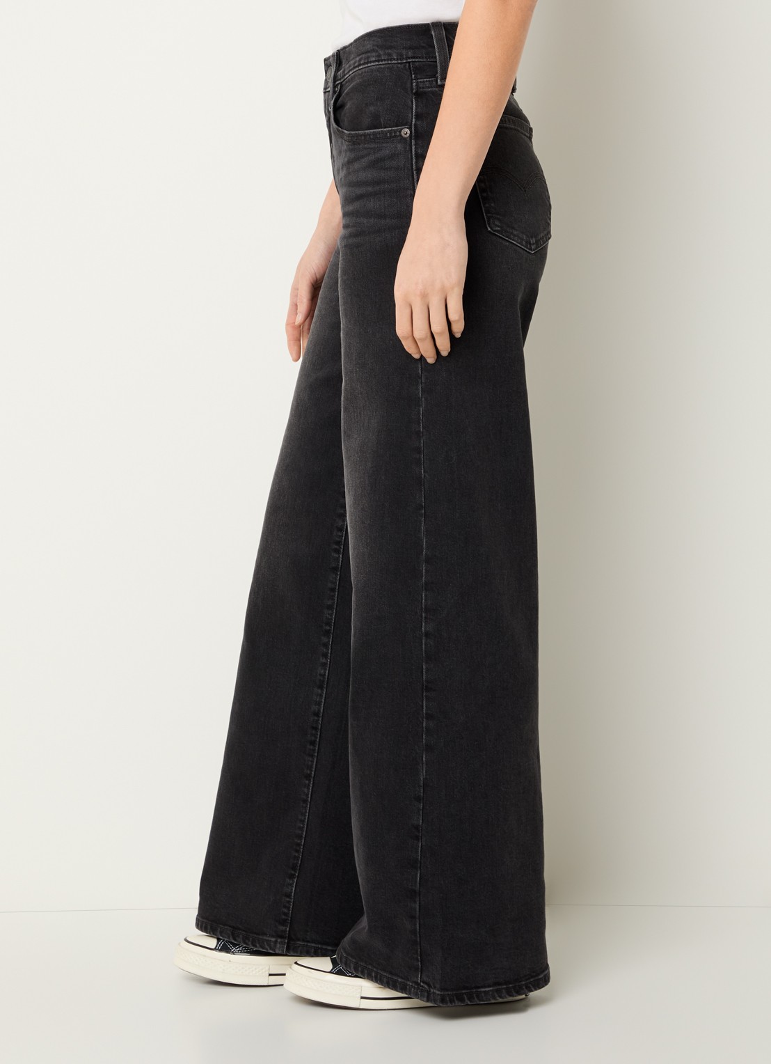 Levi's 728 high waist wide leg jeans met gekleurde wassing - detail 5 zwart