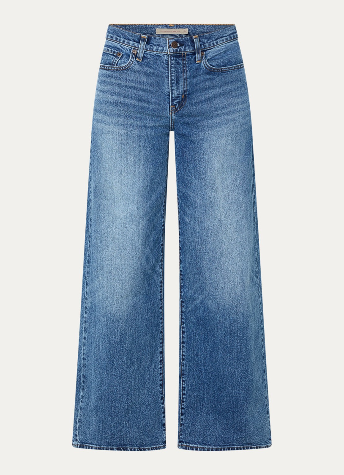 Levi's 728 high waist wide leg jeans met medium wassing - voorkant 2 indigo