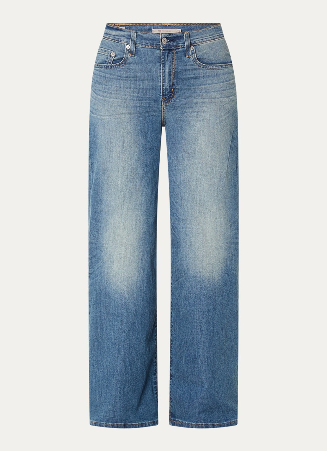 Levi's 728 high waist wide leg jeans met medium wassing - voorkant 4 indigo