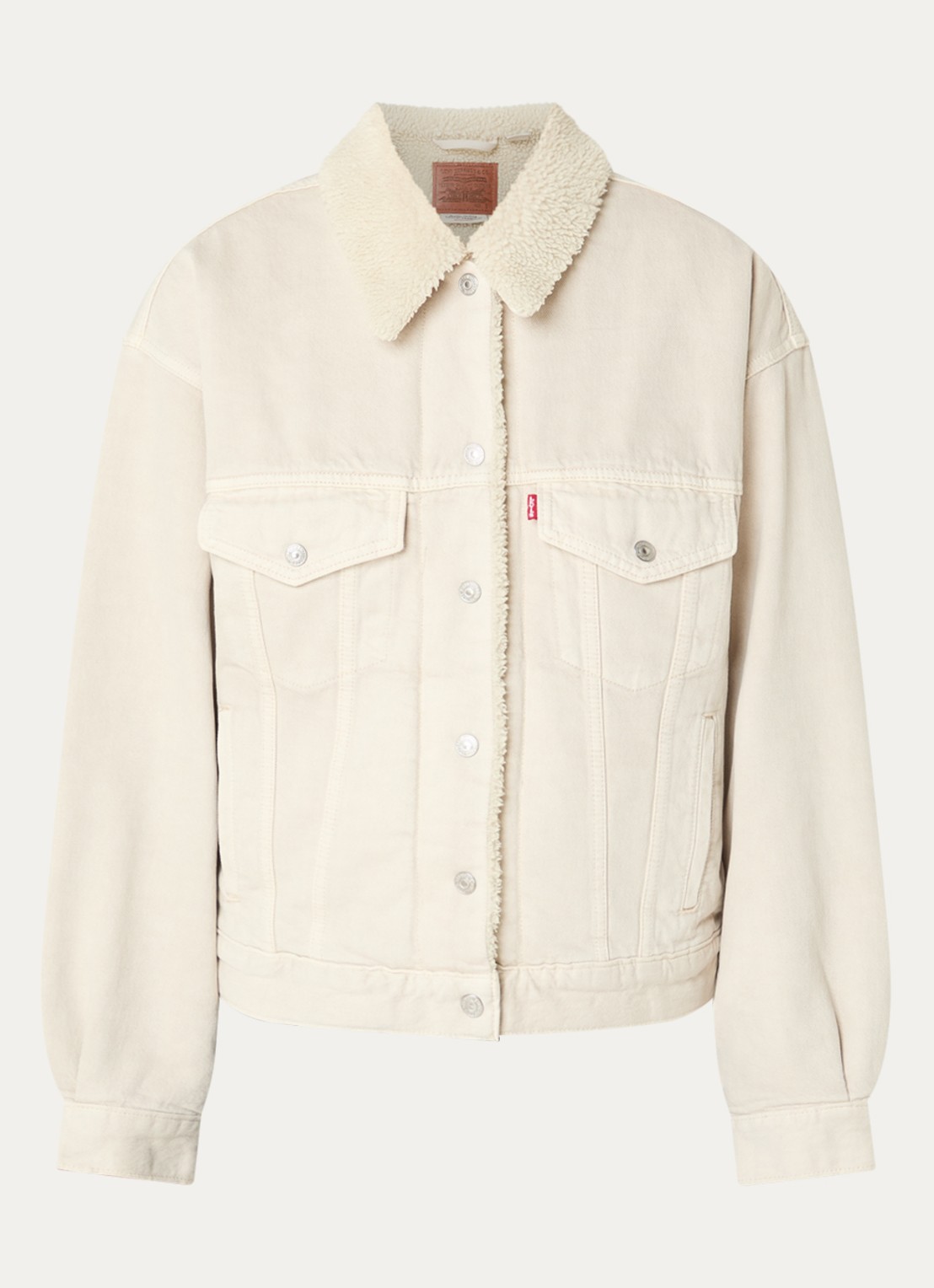 Levi's 90s Sherpa Trucker spijkerjas met teddy voering en steekzakken - voorkant 2 creme
