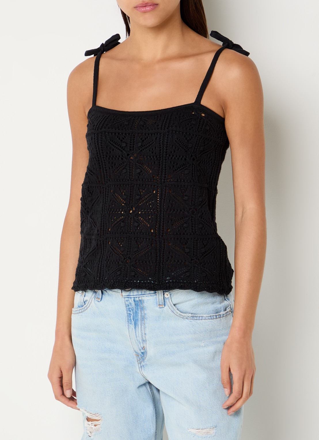 Levi's Abbey grofgebreide top van crochet met gestrikt detail - detail 2 zwart