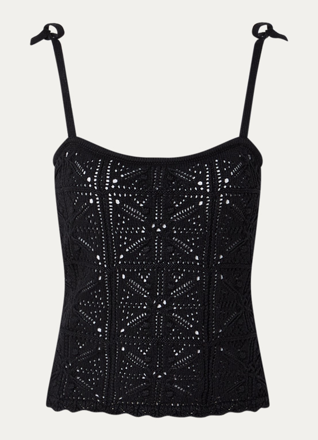 Levi's Abbey grofgebreide top van crochet met gestrikt detail - voorkant 3 zwart