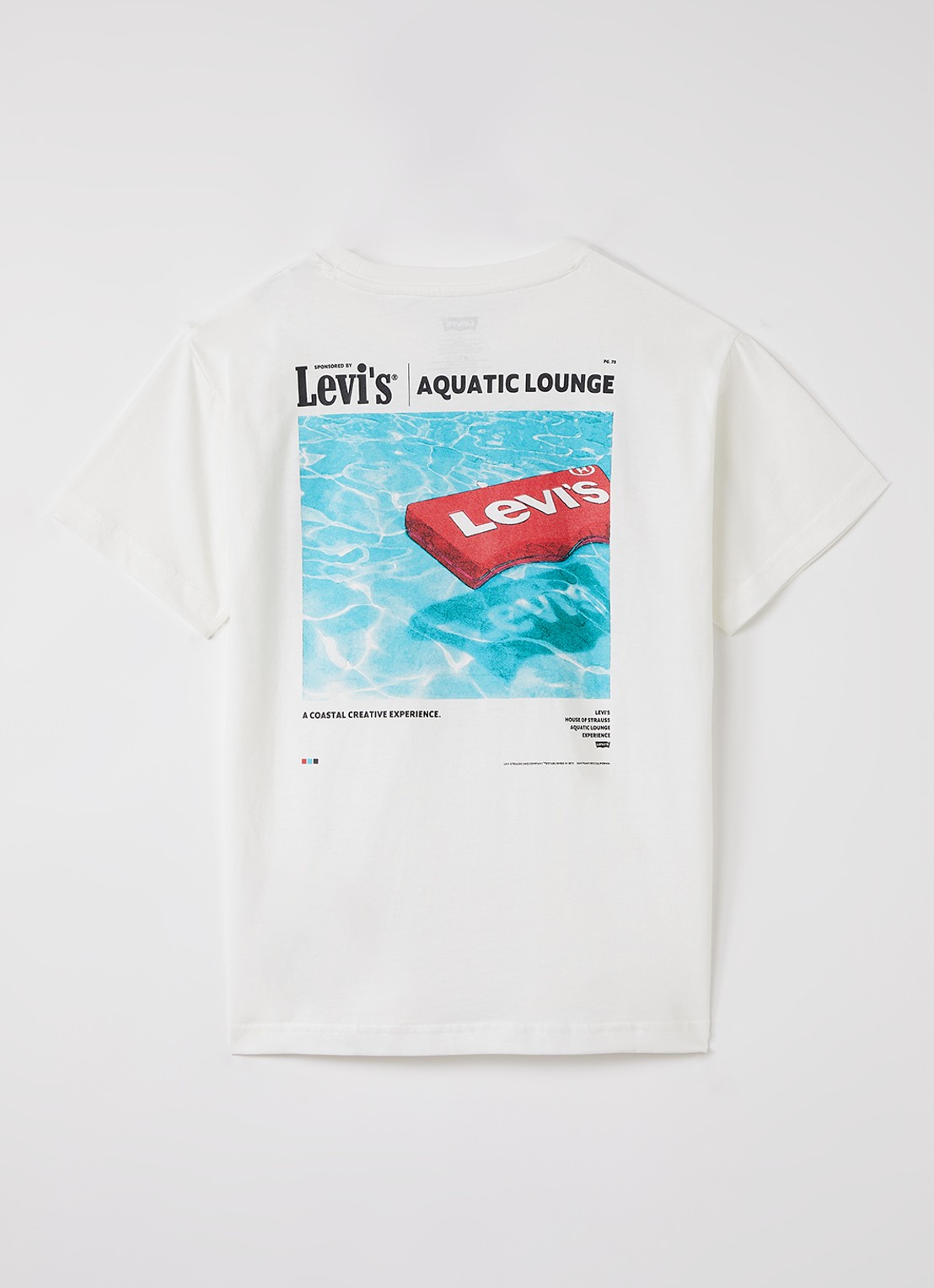 Levi's Acquatic Lounge T-shirt met logo- en backprint - voorkant 2 gebroken wit