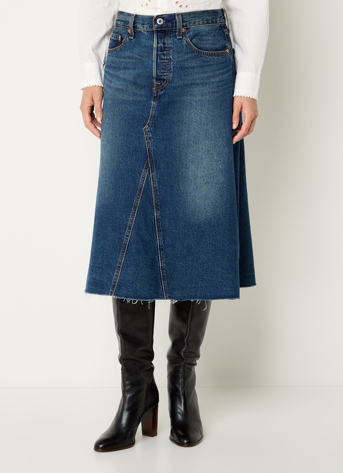 Levi's Aline midi spijkerrok met steekzakken - detail 2 indigo