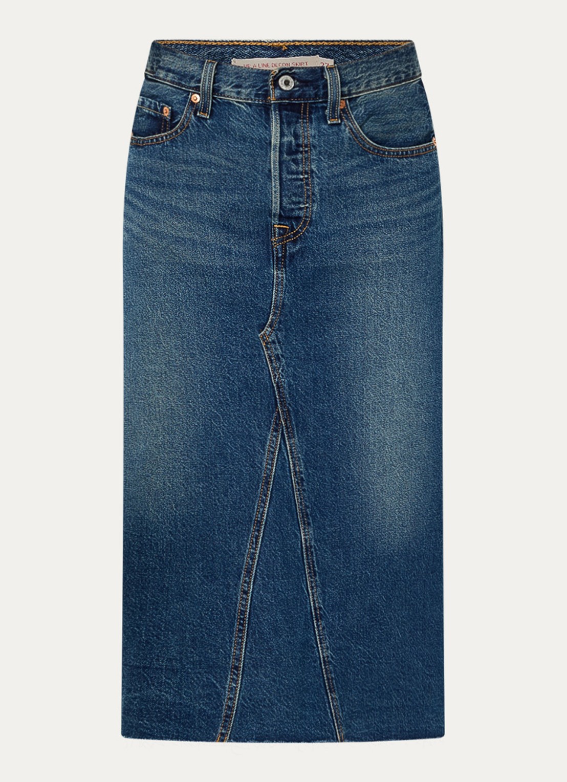 Levi's Aline midi spijkerrok met steekzakken - voorkant 3 indigo