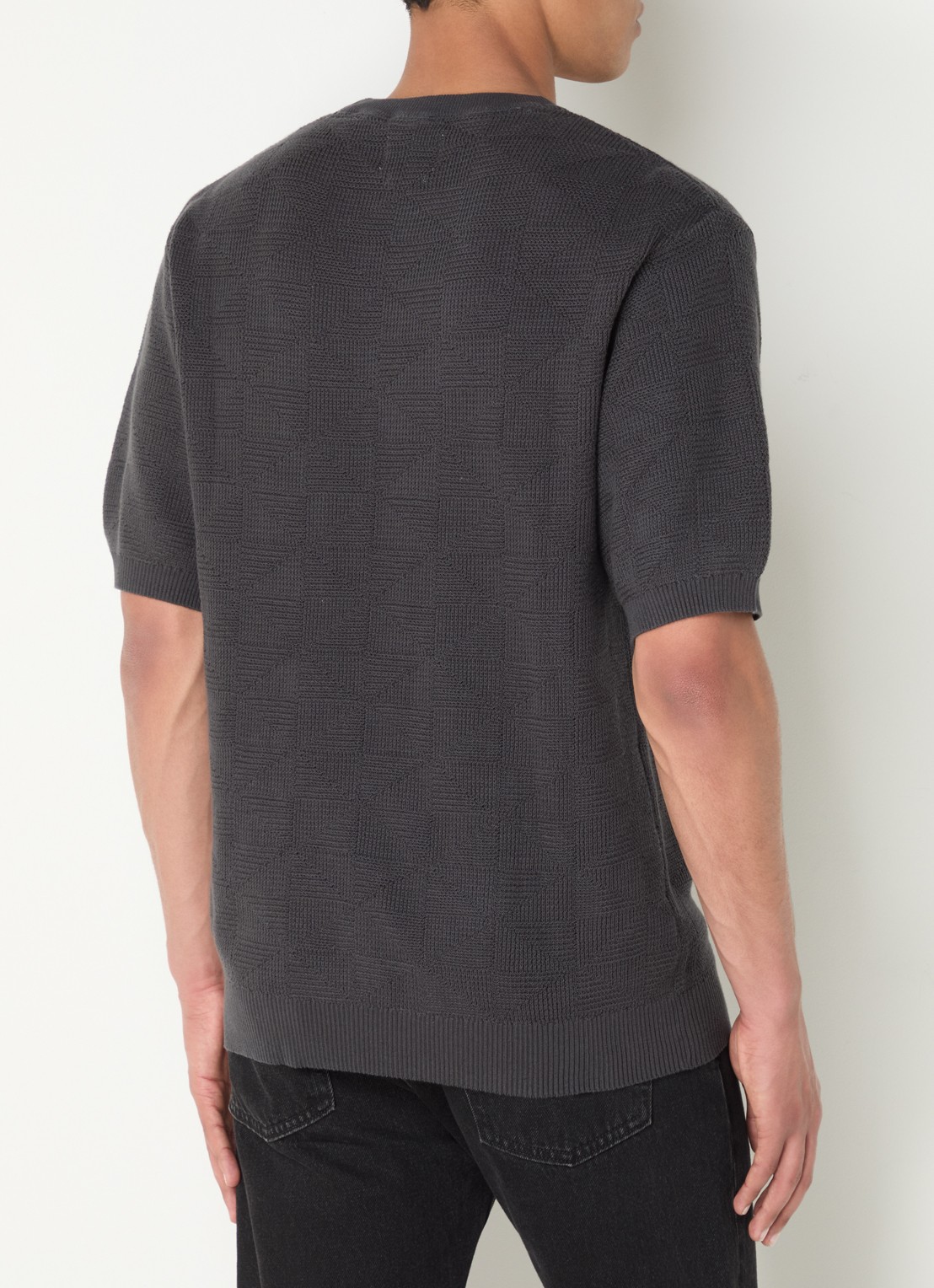 Levi's Ani grofgebreide pullover met ingebreid patroon - achterkant antraciet