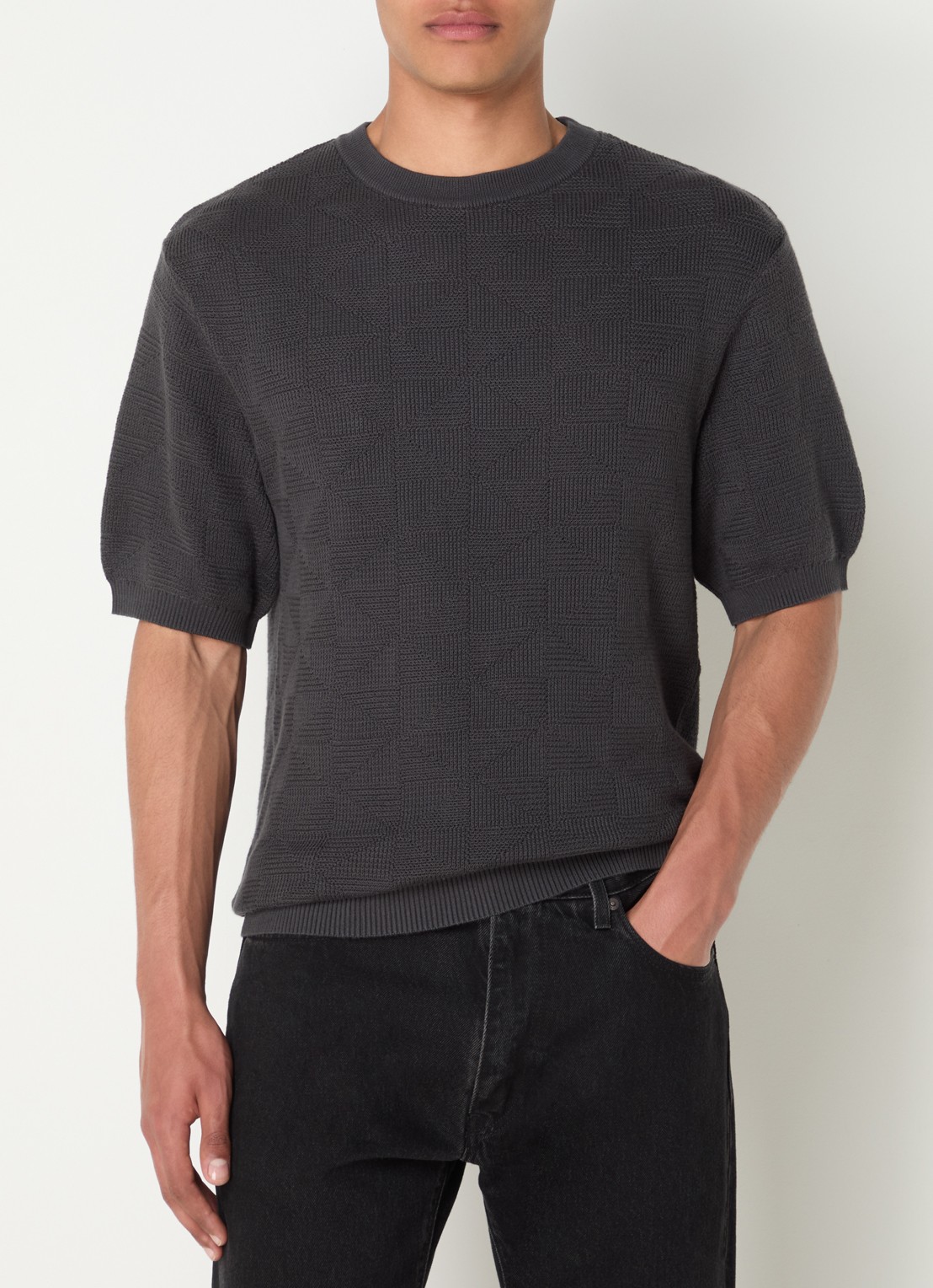 Levi's Ani grofgebreide pullover met ingebreid patroon - detail 2 antraciet