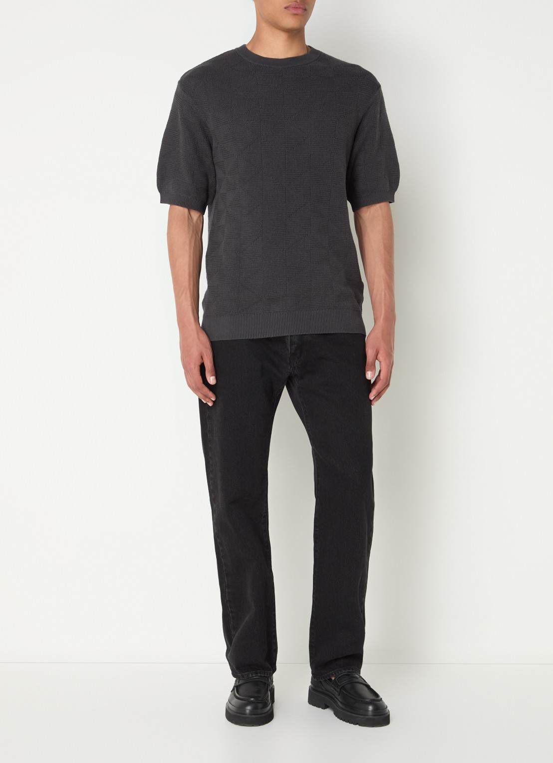 Levi's Ani grofgebreide pullover met ingebreid patroon - voorkant 4 antraciet