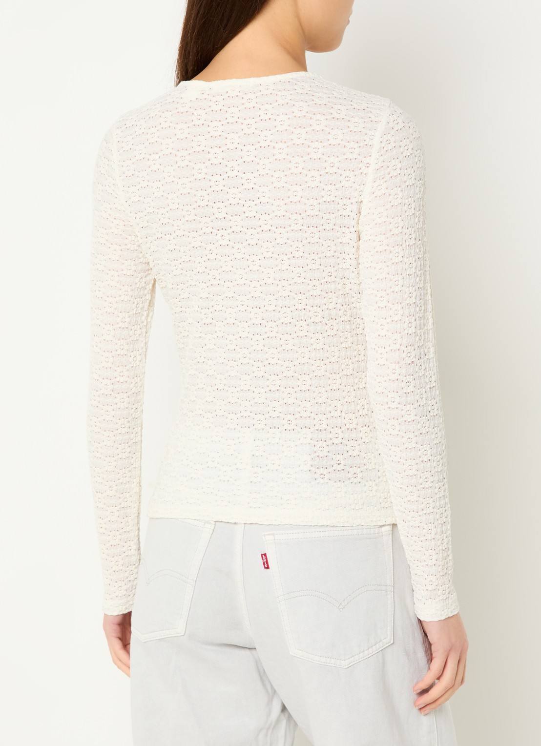 Levi's Anika semi-transparante top met opengewerkt dessin - achterkant creme