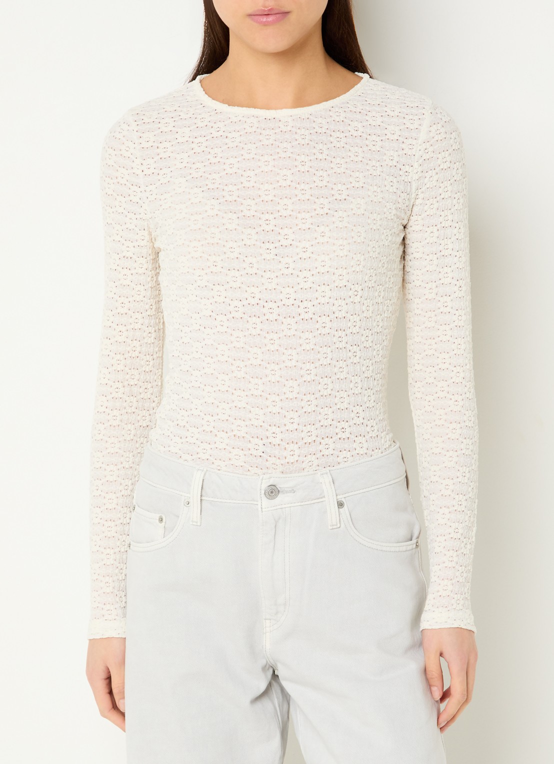 Levi's Anika semi-transparante top met opengewerkt dessin - detail 2 creme