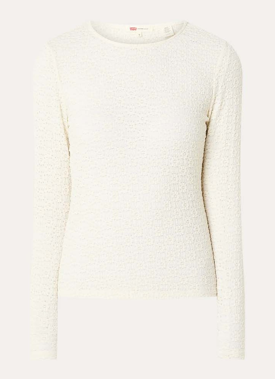 Levi's Anika semi-transparante top met opengewerkt dessin - voorkant 3 creme
