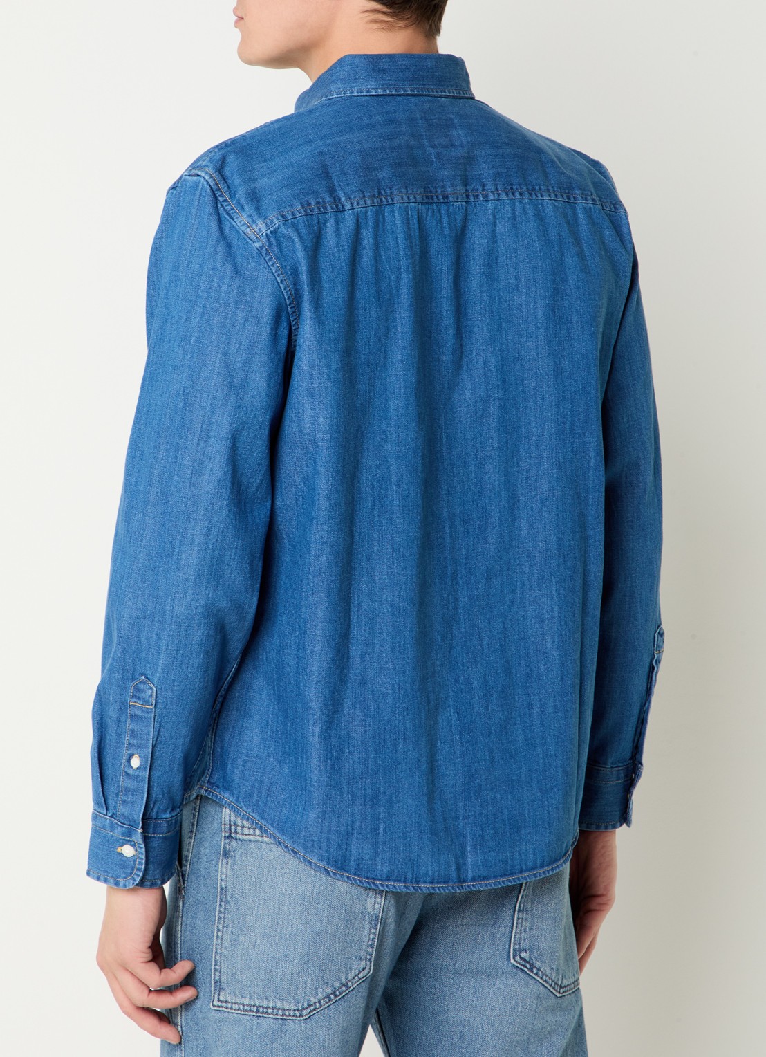 Levi's Authentic regular fit overhemd van chambray met logoborduring - achterkant 4 indigo
