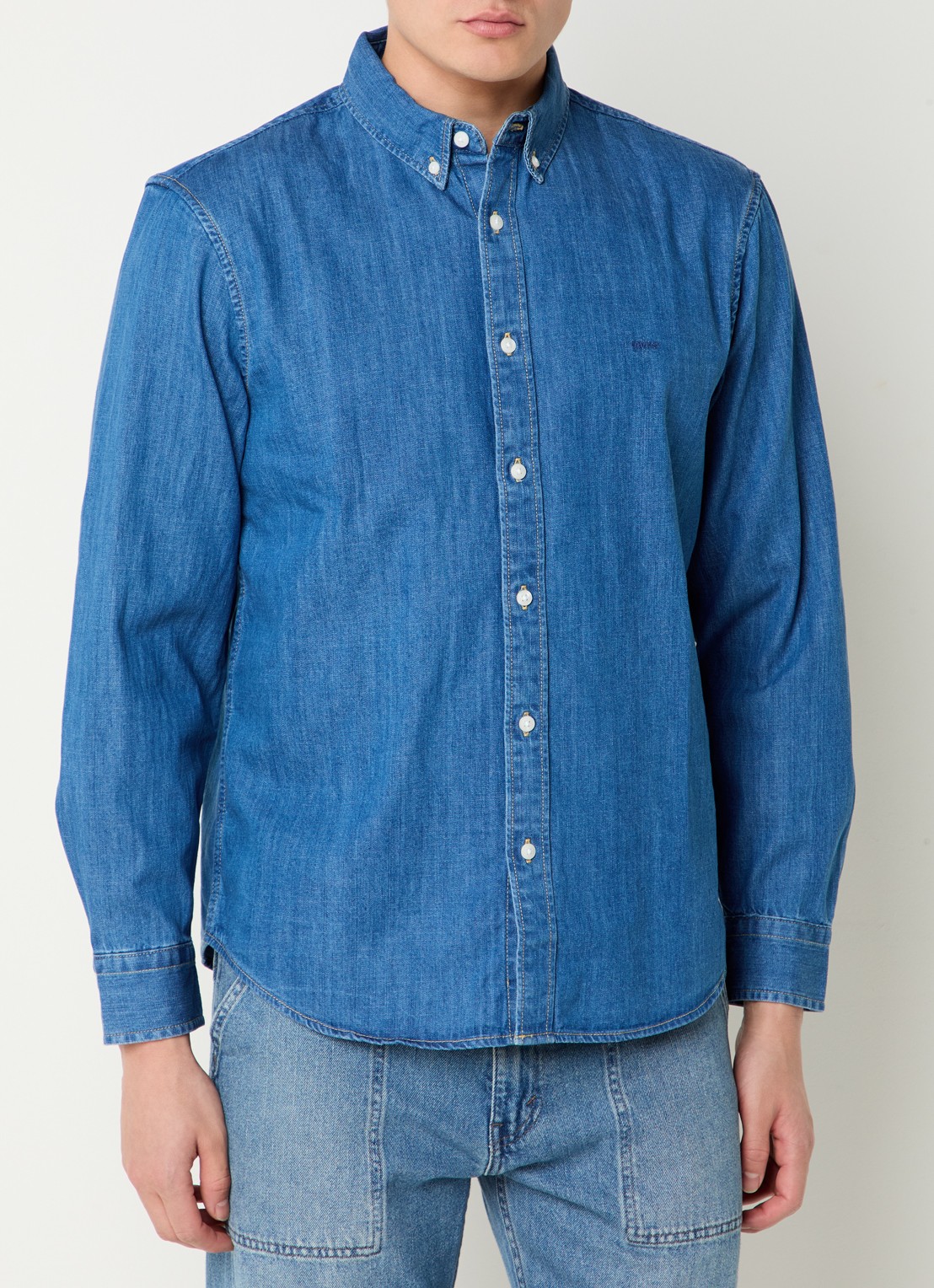 Levi's Authentic regular fit overhemd van chambray met logoborduring - detail 3 indigo