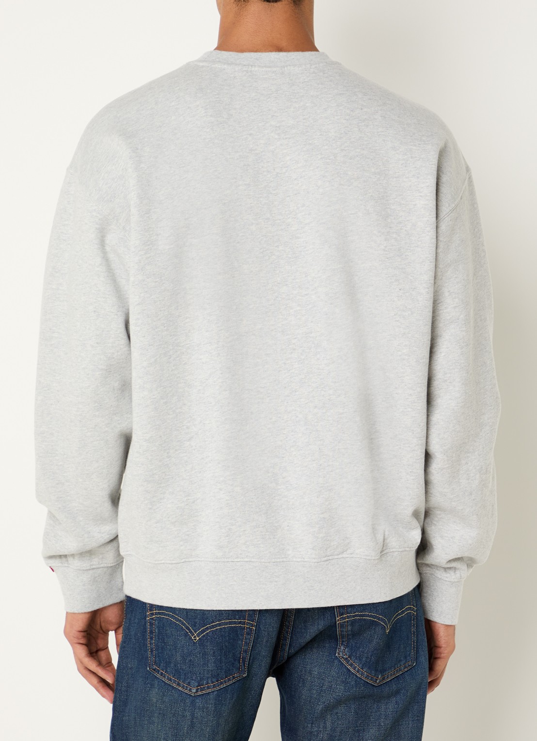 Levi's Authentic sweater met gemêleerd dessin en logoborduring - achterkant 4 grijsmele