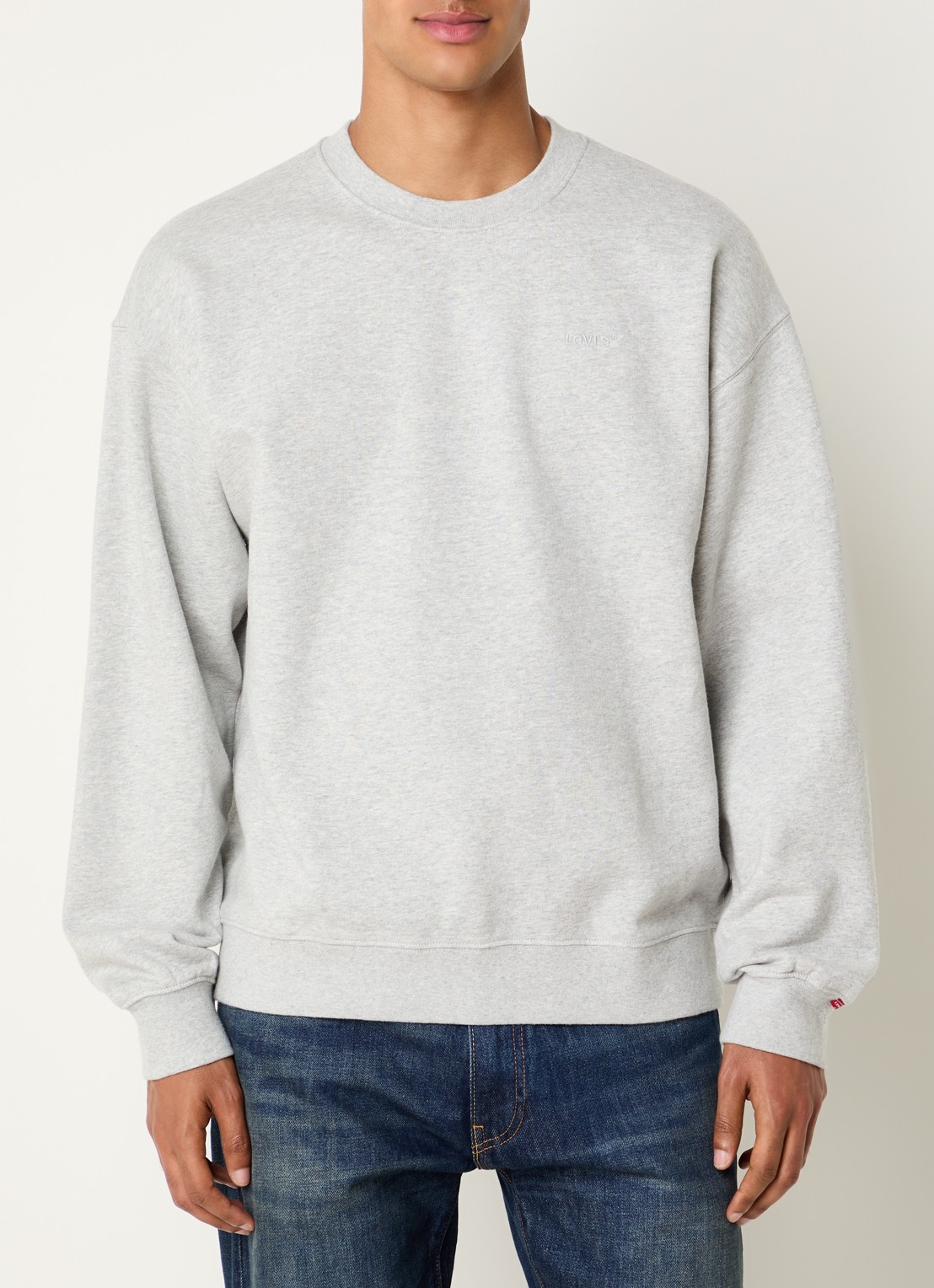 Levi's Authentic sweater met gemêleerd dessin en logoborduring - detail 3 grijsmele