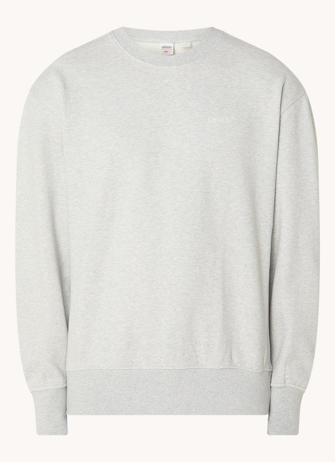 Levi's Authentic sweater met logoborduring - voorkant lichtgrijs