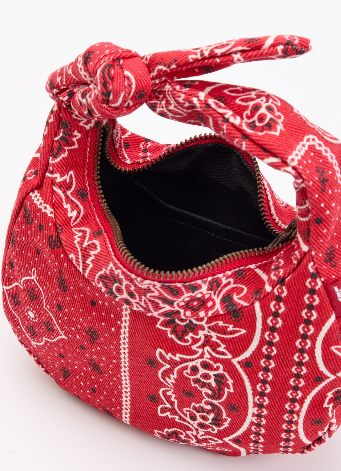 Levi's Baby Brooklyn handtas van denim met paisley dessin - detail rood