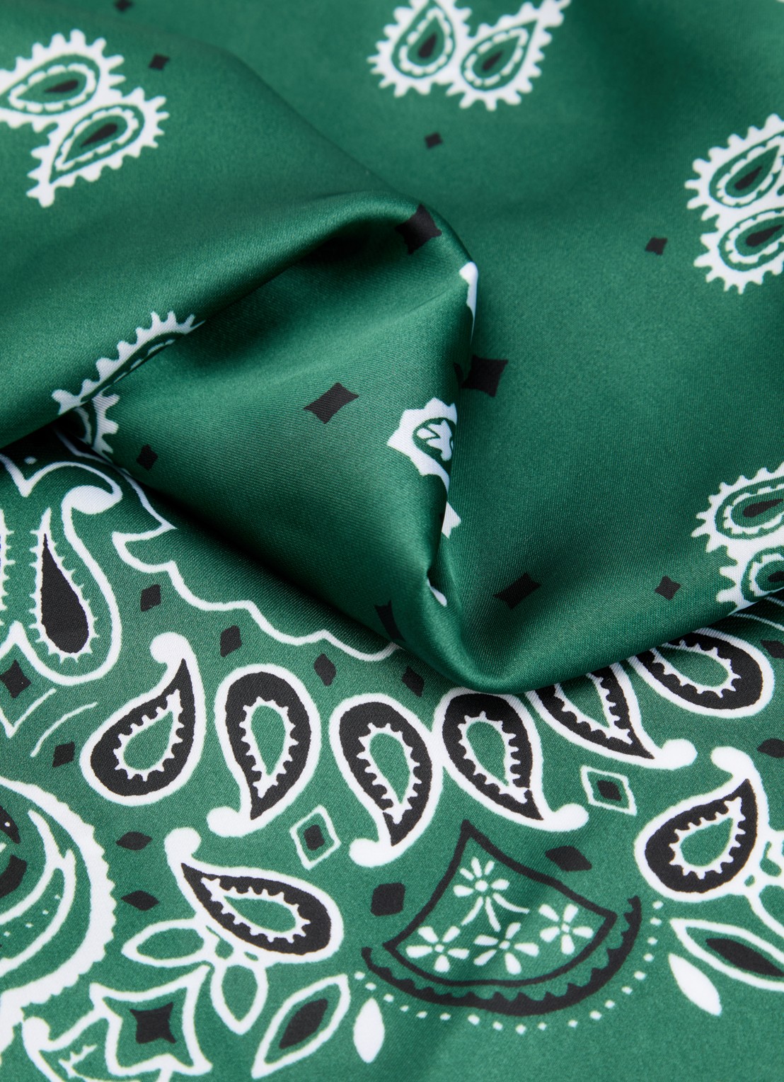Levi's Bandana van satijn met paisley dessin 70 x 70 cm - detail 3 groen