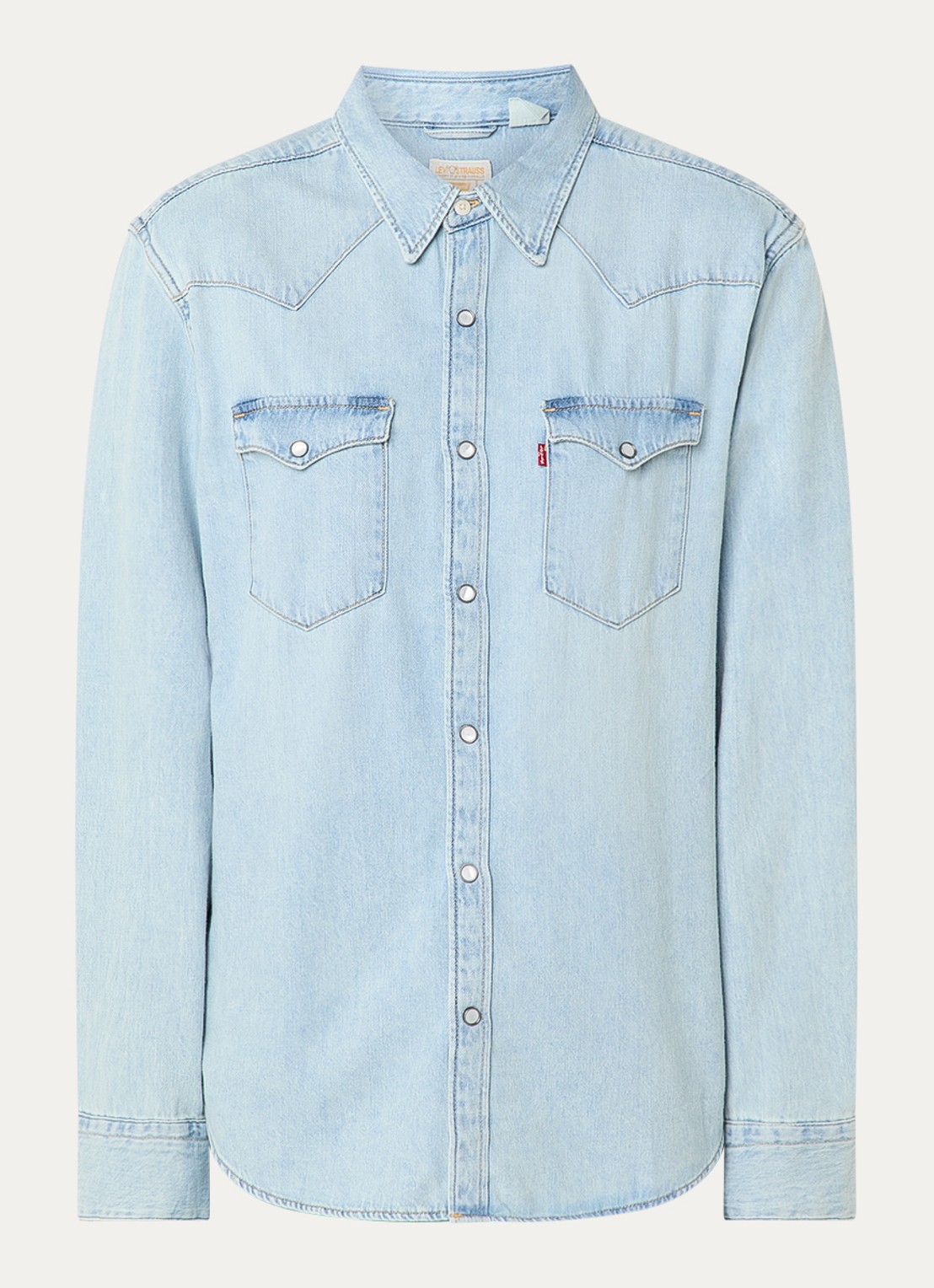 Levi's Barstow blouse van chambray met borstzakken - voorkant 3 lichtblauw