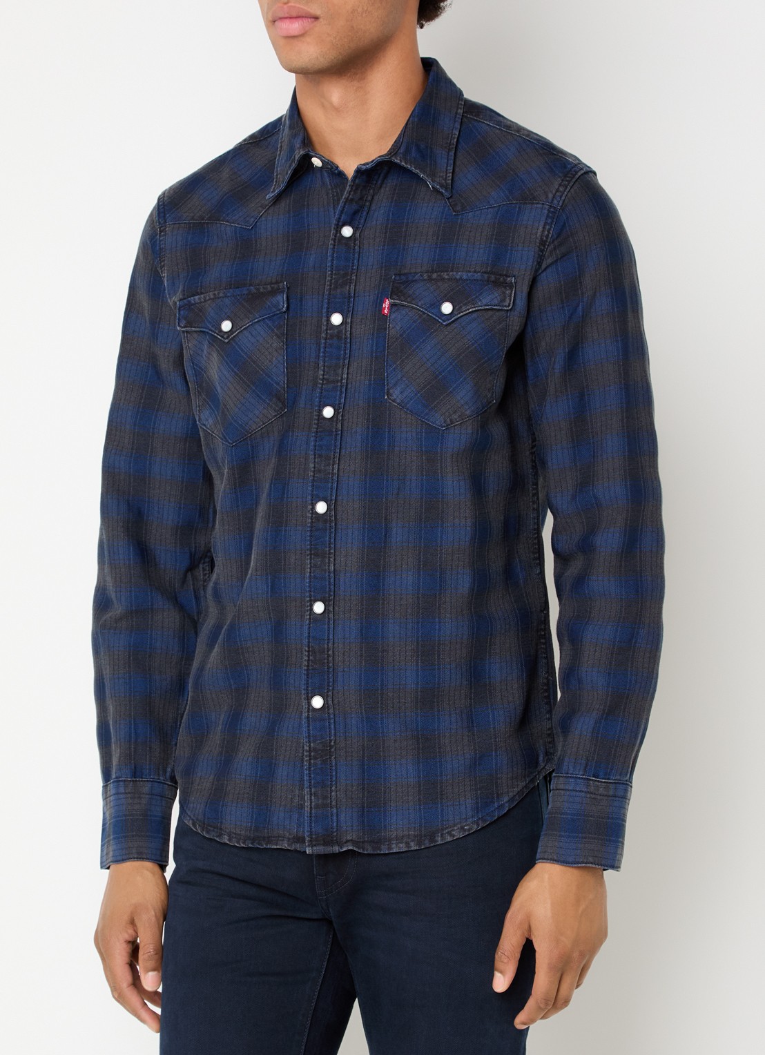 Levi's Barstow regular fit overhemd met borstzak - detail donkerblauw