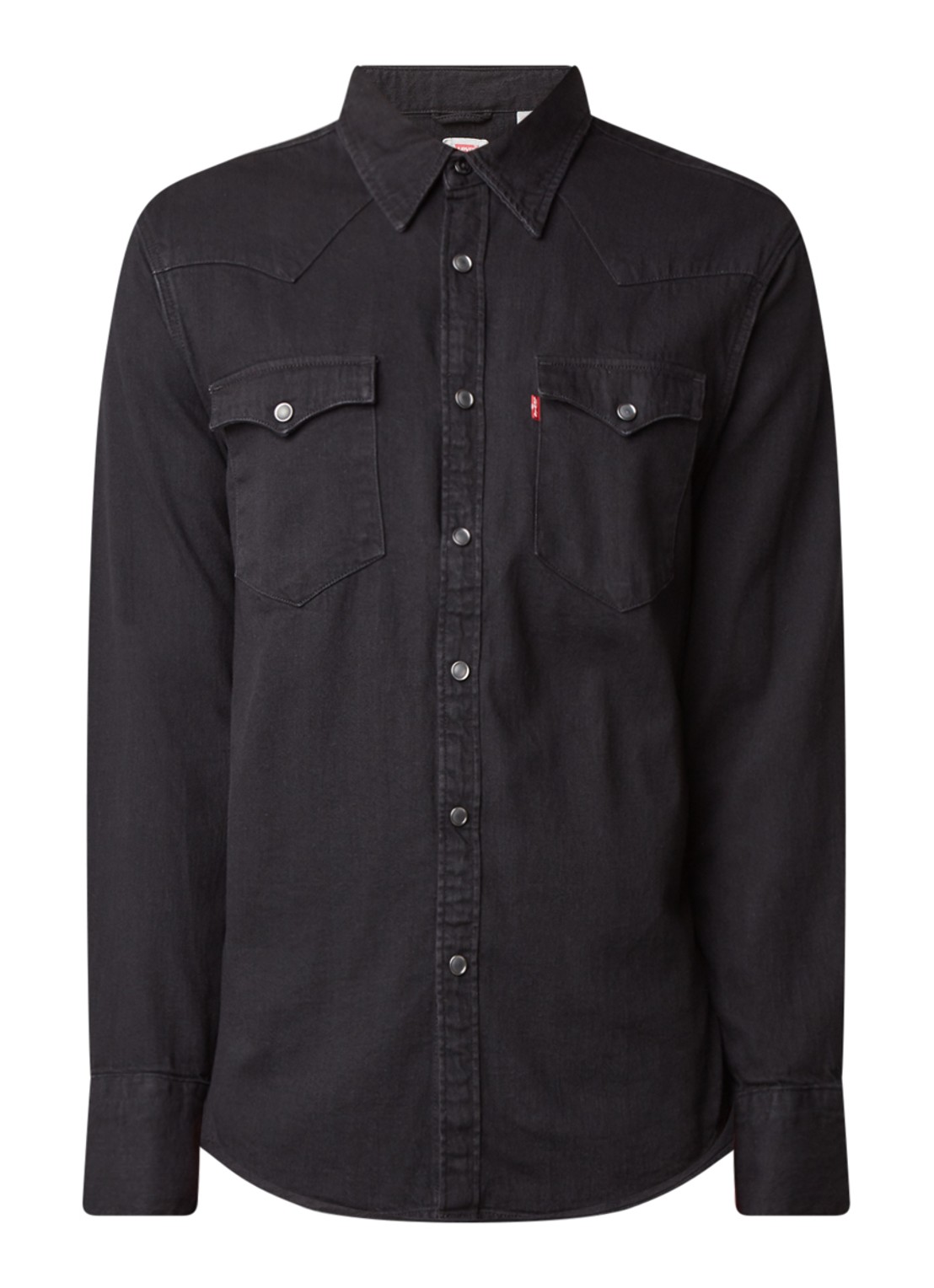 Levi's Barstow regular fit overhemd van denim met klepzakken - voorkant zwart