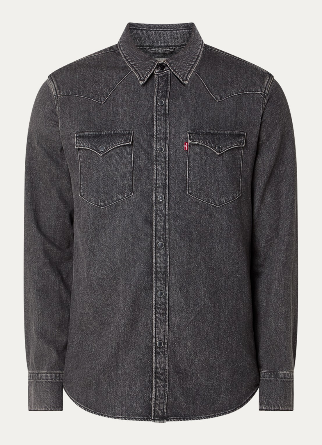 Levi's Barstow spijkerjas met borstzakken  - voorkant 2 donkergrijs