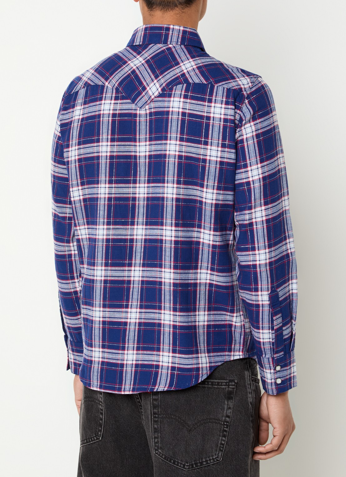 Levi's Barstow Western regular fit overhemd met ruitdessin - achterkant 3 donkerblauw