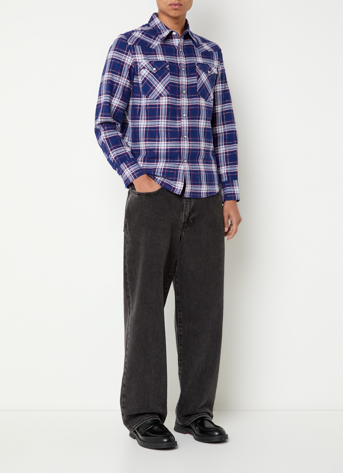 Levi's Barstow Western regular fit overhemd met ruitdessin - voorkant 2 donkerblauw