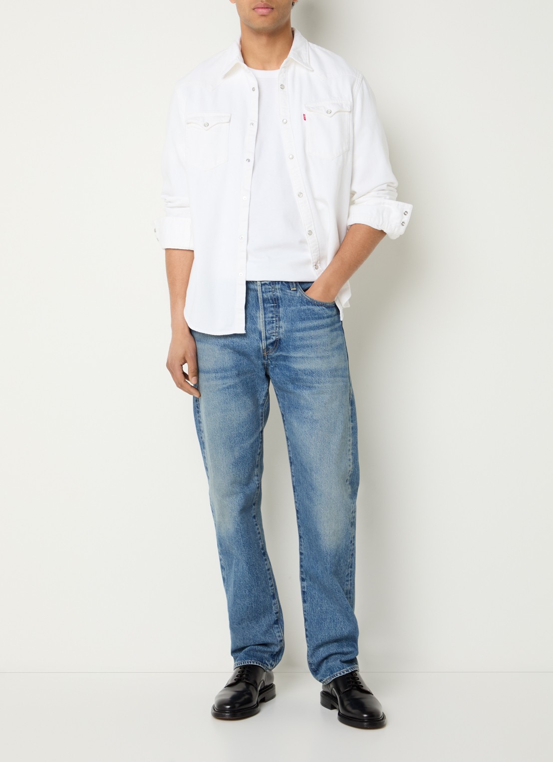 Levi's Barstow Western regular fit overshirt - voorkant 3 gebroken wit