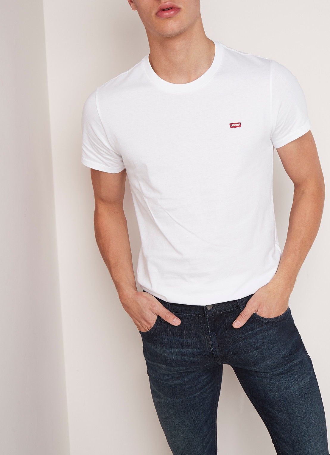 Levi's Basic T-shirt van katoen met logo - detail 3 wit