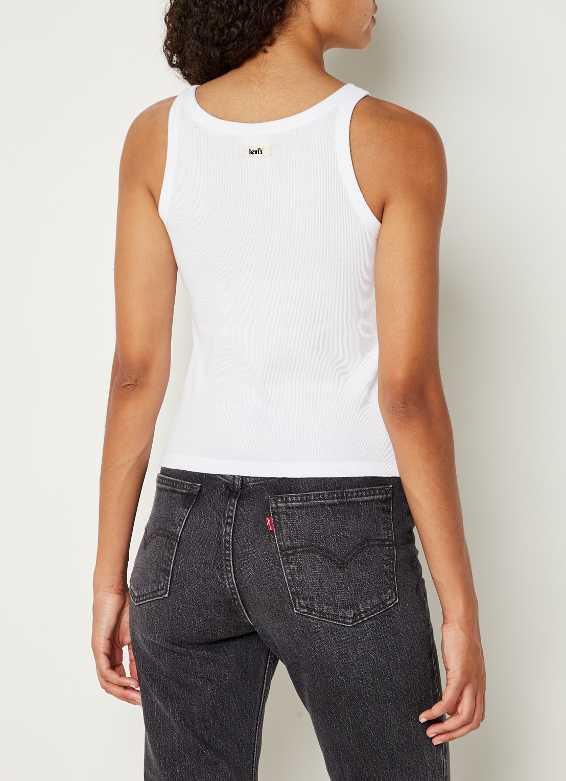 Levi's Basic tanktop met ribstructuur en ronde hals - achterkant 2 wit