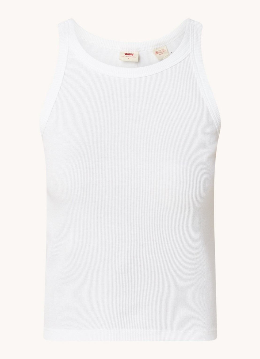 Levi's Basic tanktop met ribstructuur en ronde hals - voorkant 3 wit