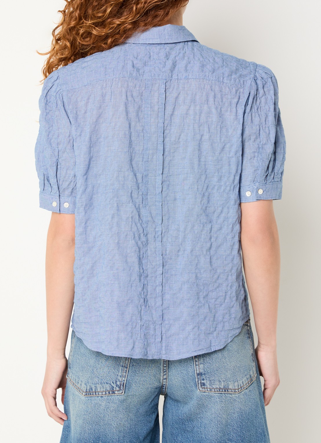 Levi's Blouse in zijdeblend met pied-de-poule dessin  - achterkant 3 staalblauw
