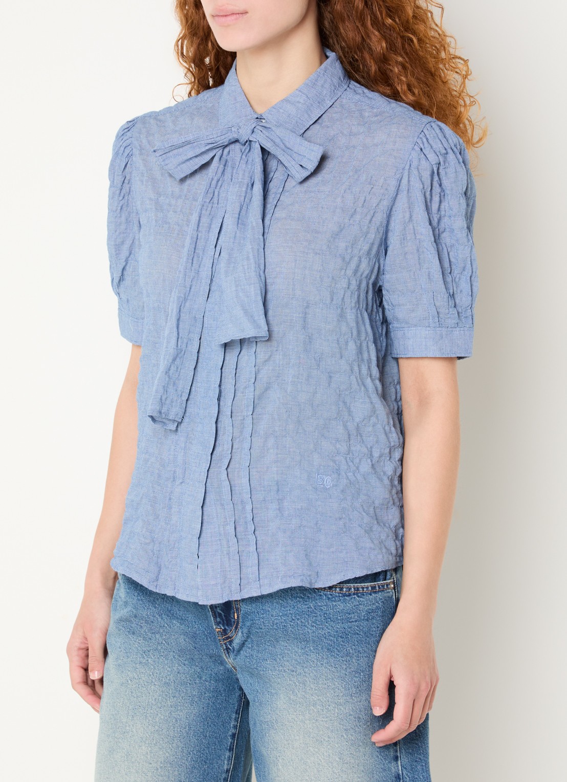 Levi's Blouse in zijdeblend met pied-de-poule dessin  - detail 4 staalblauw