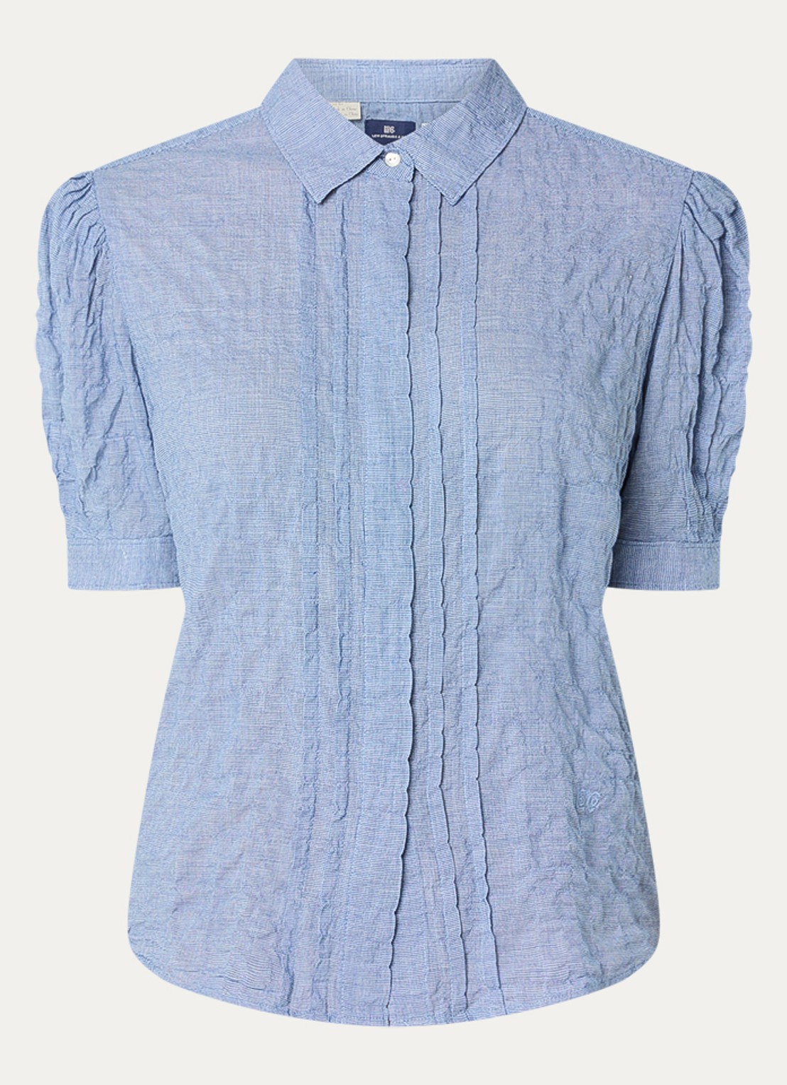 Levi's Blouse in zijdeblend met pied-de-poule dessin  - voorkant staalblauw