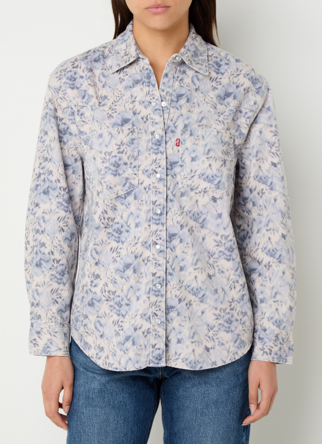 Levi's Blouse  met bloemenprint - detail donkerblauw