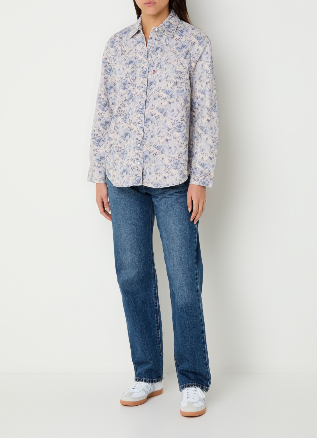 Levi's Blouse  met bloemenprint - voorkant 4 donkerblauw