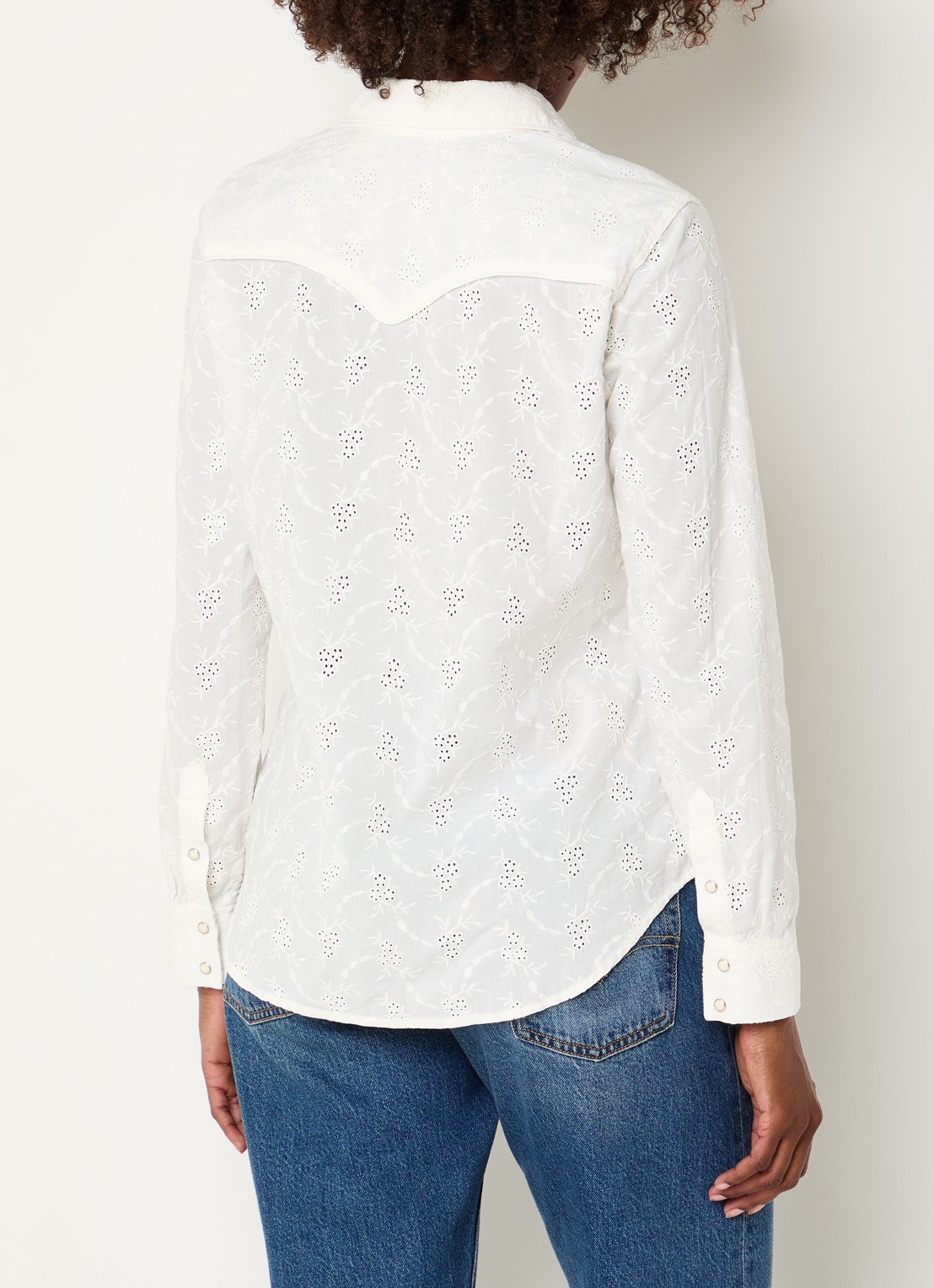 Levi's Blouse met broderie en borstzakken - achterkant 4 beige