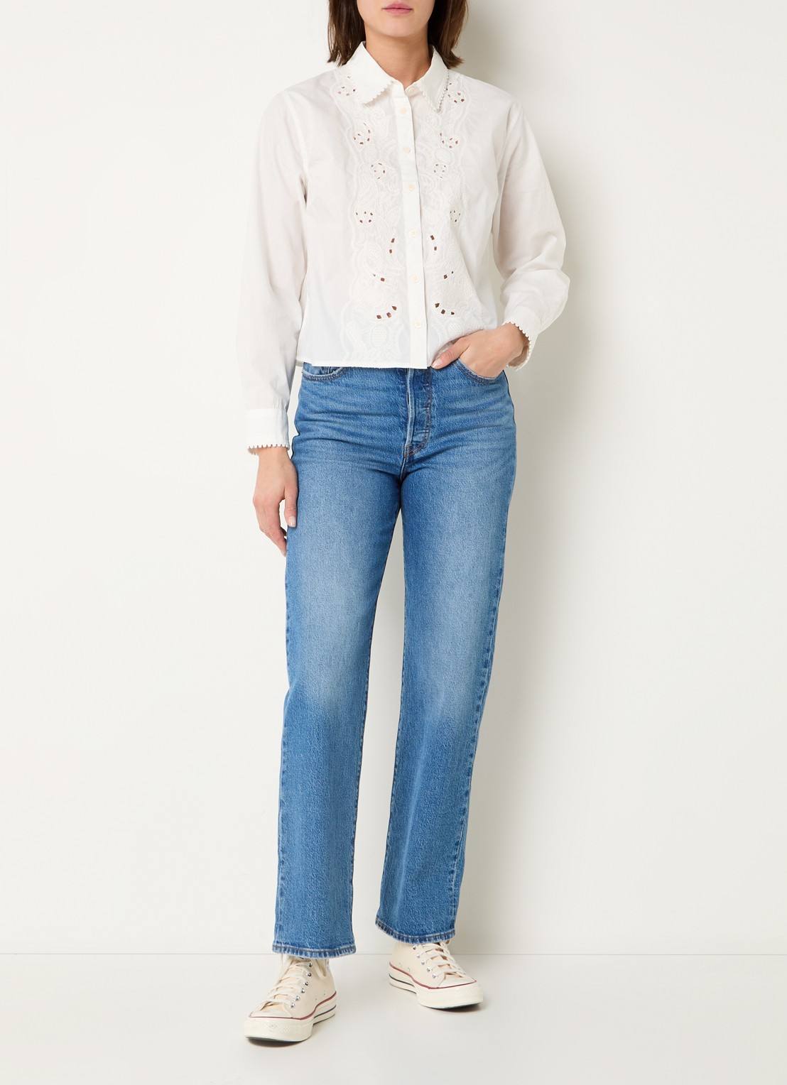 Levi's Blouse met opengewerkt detail - voorkant 6 wit