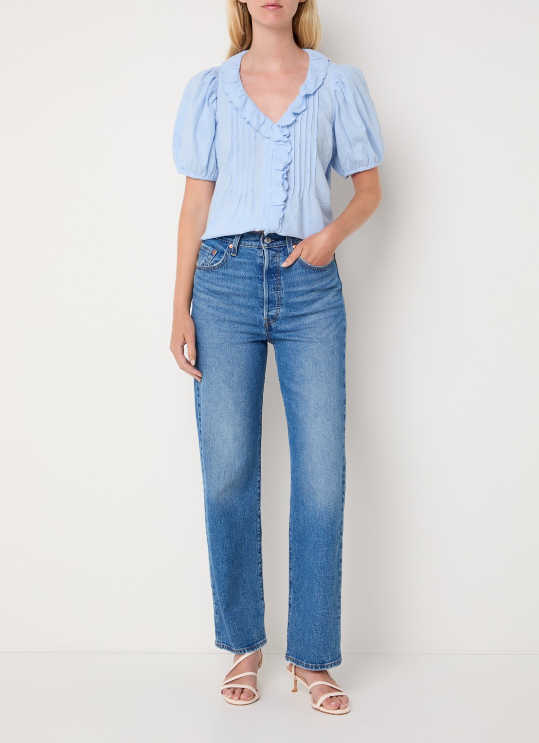Levi's Blouse met ruches - voorkant 3 blauw