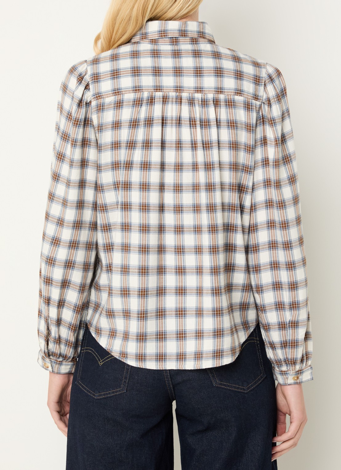 Levi's Blouse met ruitdessin - achterkant beige