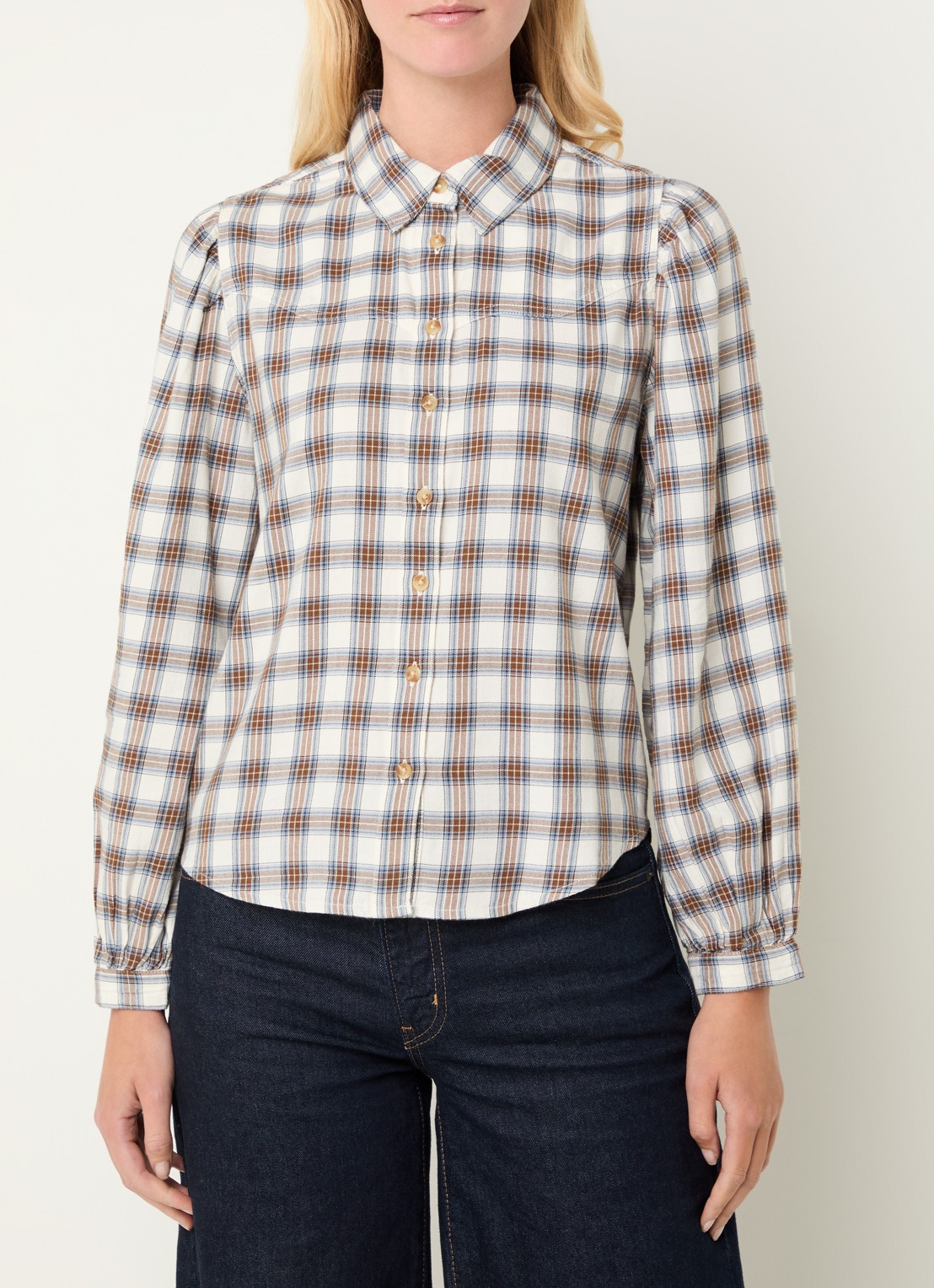 Levi's Blouse met ruitdessin - detail 4 beige