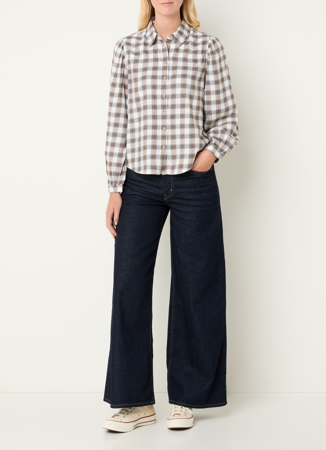 Levi's Blouse met ruitdessin - voorkant 3 beige