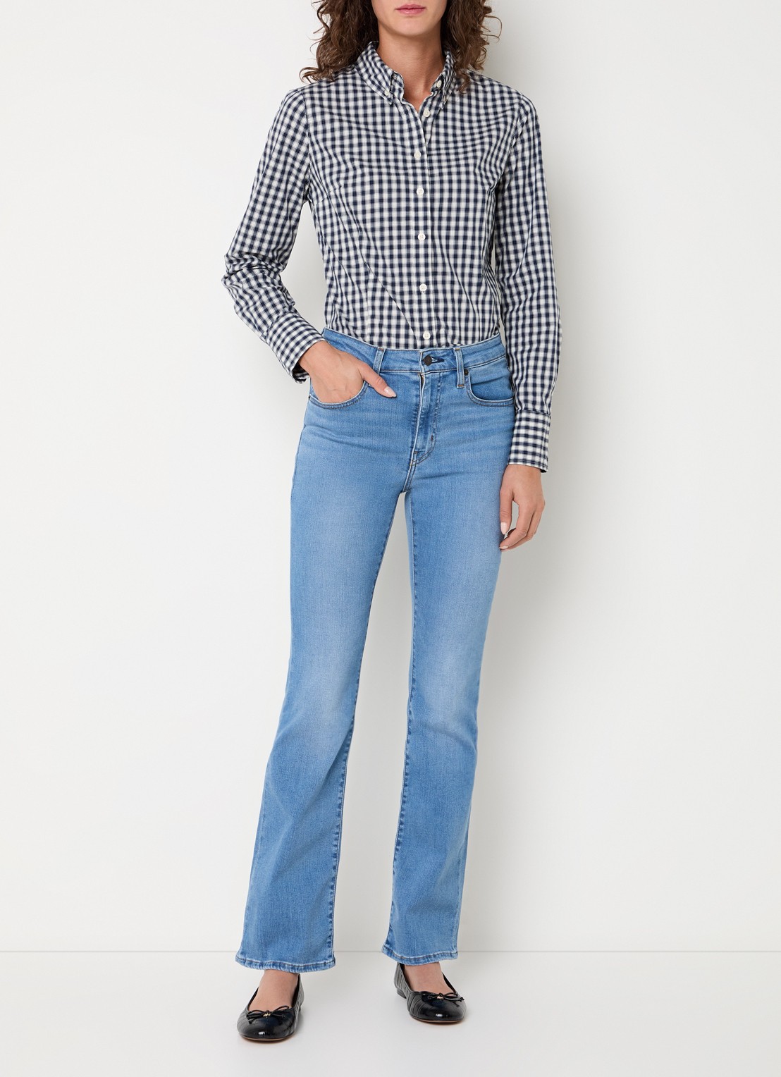 Levi's Blouse met ruitdessin - voorkant 2 donkerblauw
