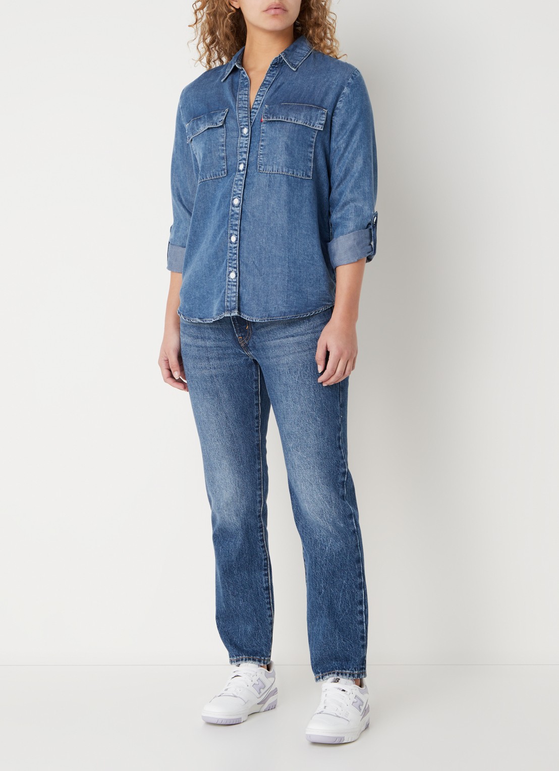 Levi's Blouse van denim met borstzakken - voorkant 3 indigo